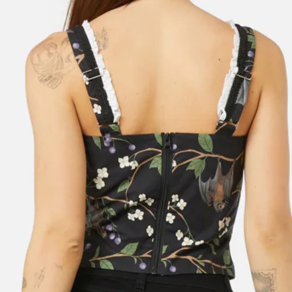 Black Bat Print Corset Top - Picture 3 of 3